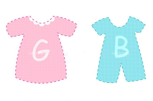 Baby Clothes in Pink and Blue with Letters for Girl and Boy